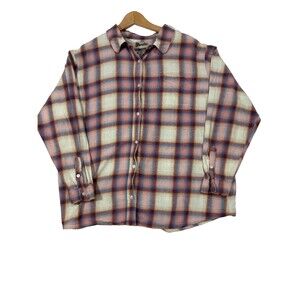 Wrangler Wrancher Flannel Button Down Women’s 3X Burgundy Pastel Plaid Western